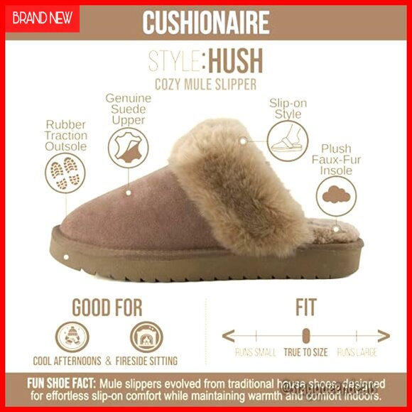 Women's Faux Fur Lined Mule Slippers Slip On Comfort Indoor Outdoor - Picture 4 of 7